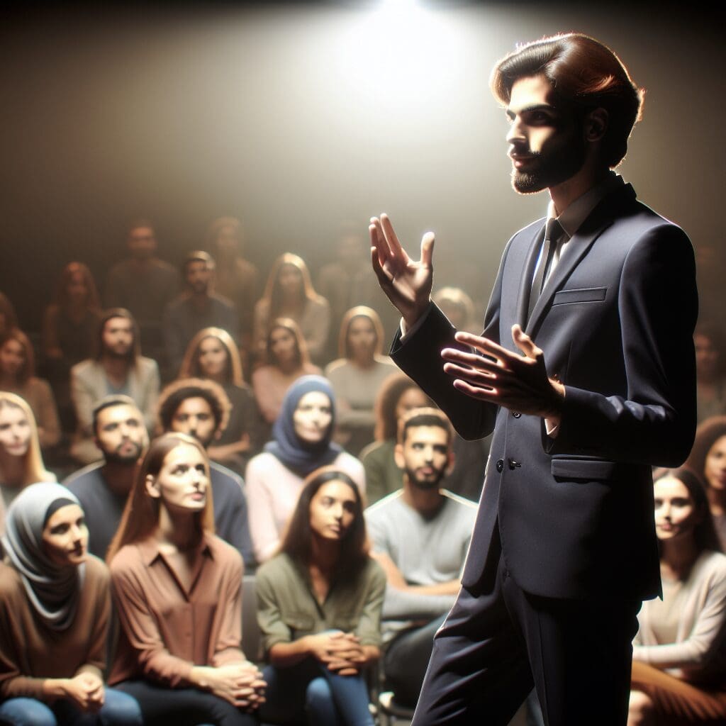 a man standing in front of a crowd of people at a Mental Health Center Near New Jersey
