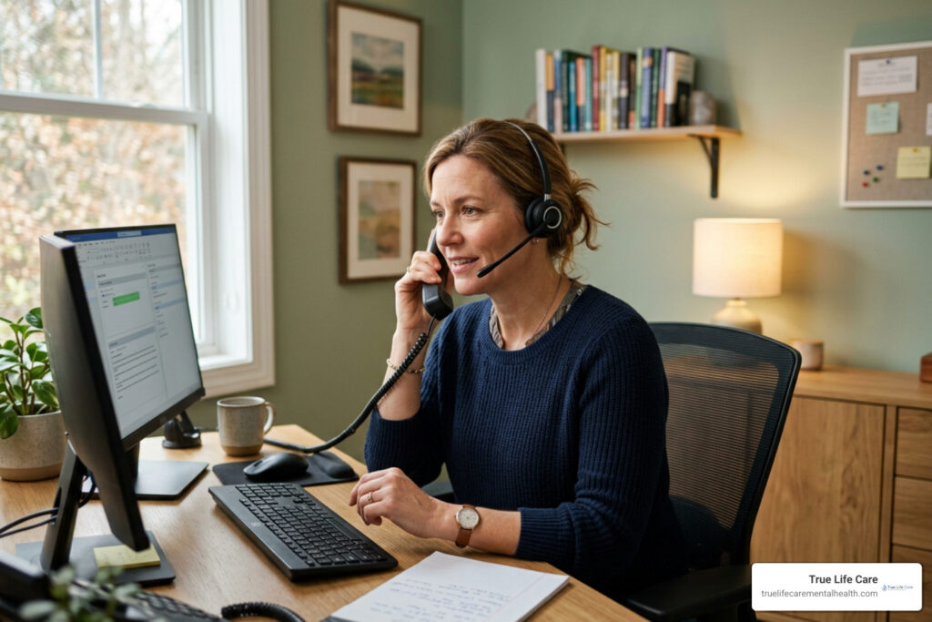 counselor providing 24/7 hotline support